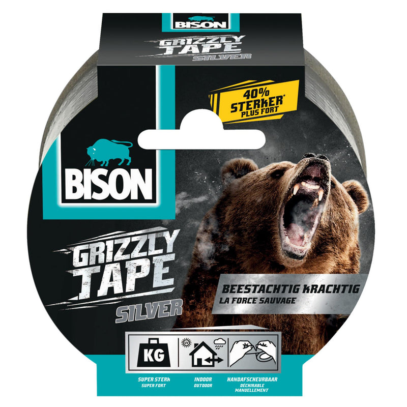 Load image into Gallery viewer, Bison grizzly tape zilver rol 10mx5cm

