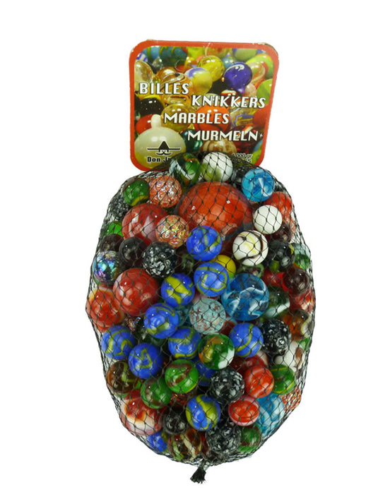 Don juan knikkers 1 kilo gemixt glas in netje