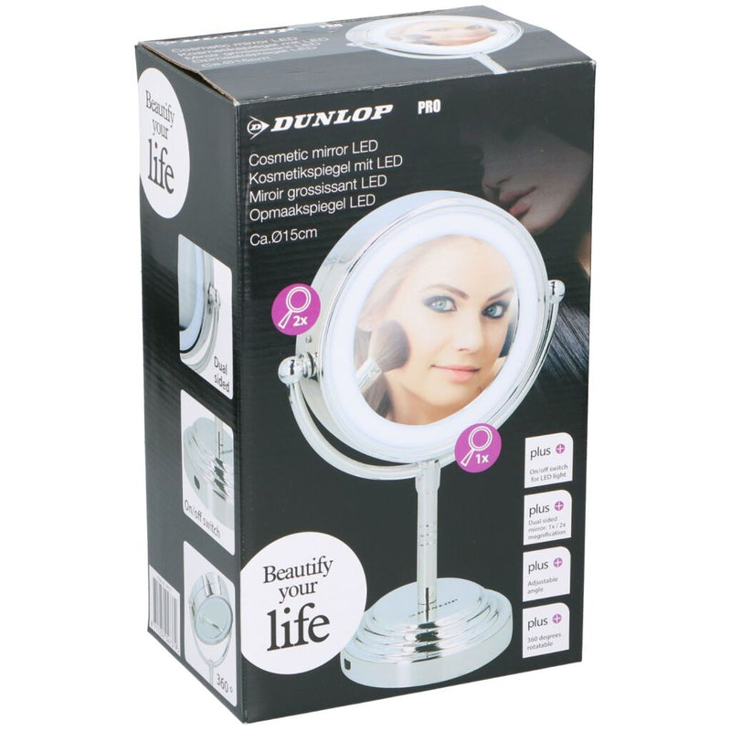 Load image into Gallery viewer, Dunlop led-opmaakspiegel 15 cm chroom
