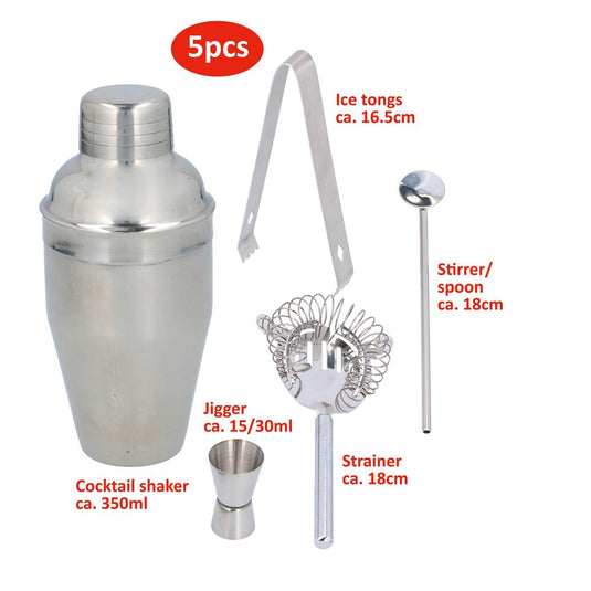 Alpina cocktailset - cocktailshaker - in geschenkdoos - 5-delig - rvs