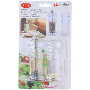 Alpina zout-en pepermolen set 2-delig kunststof ã˜4,3x10cm