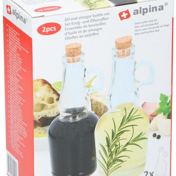 Alpina olie azijn fles 250ml glas 2-delig