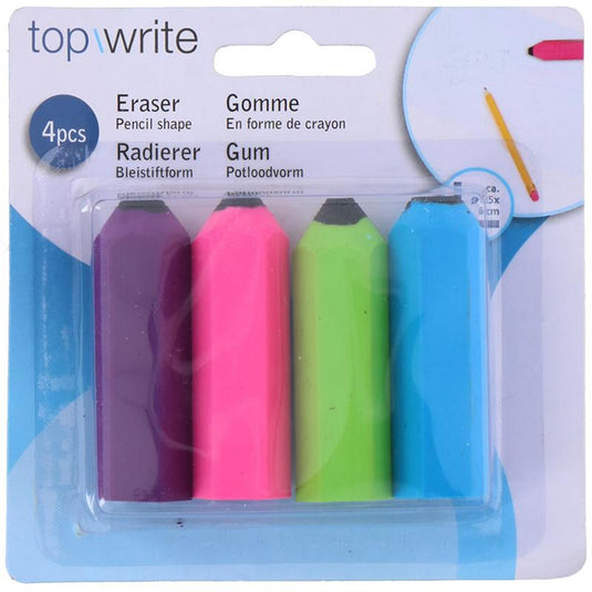 Top write gum potloodvorm 4 stuks op kaart