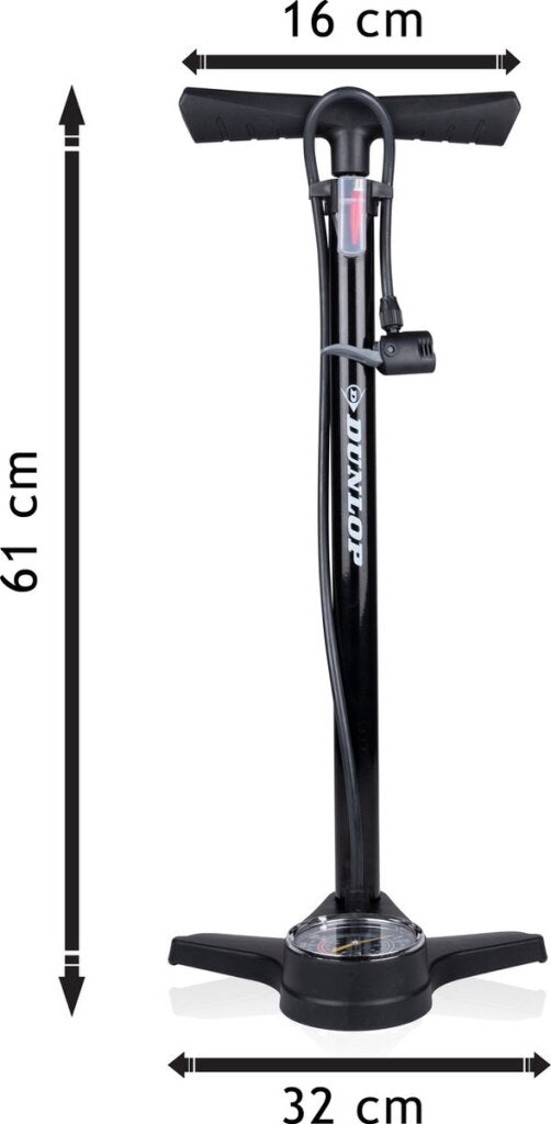 Load image into Gallery viewer, Dunlop fietspomp met drukmeter dubbel ventiel hollands ventiel frans ventiel autoventiel
