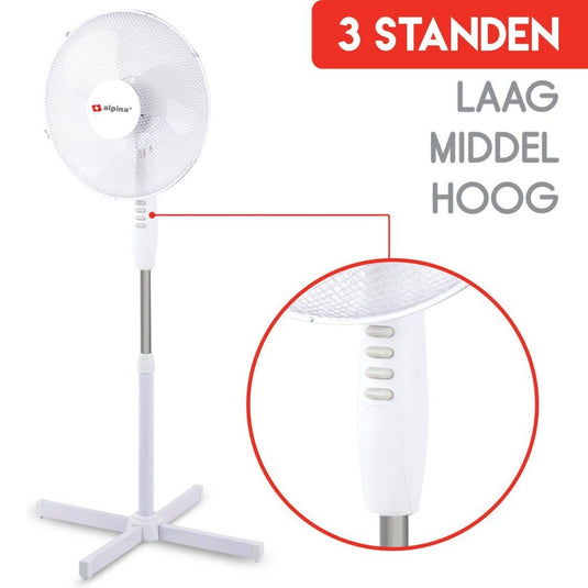 Alpina statiefventilator 40 cm wit