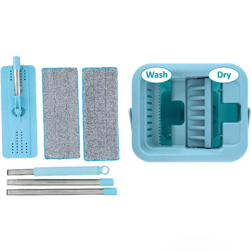 Load image into Gallery viewer, Alpina platte mop met emmer lichtblauw
