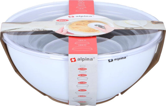 Alpina beslagkom mengkommen set van 6 stuks bakspullen grijs