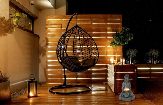 Grundig grundig boeddha beeld met solarlamp led aan-uitknop brandduur 6-8 uur 17x16x27cm