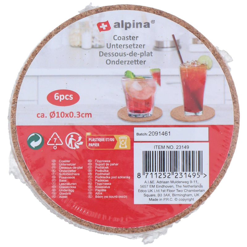 Load image into Gallery viewer, Alpina onderzetters kurk 6 st. ø10cm
