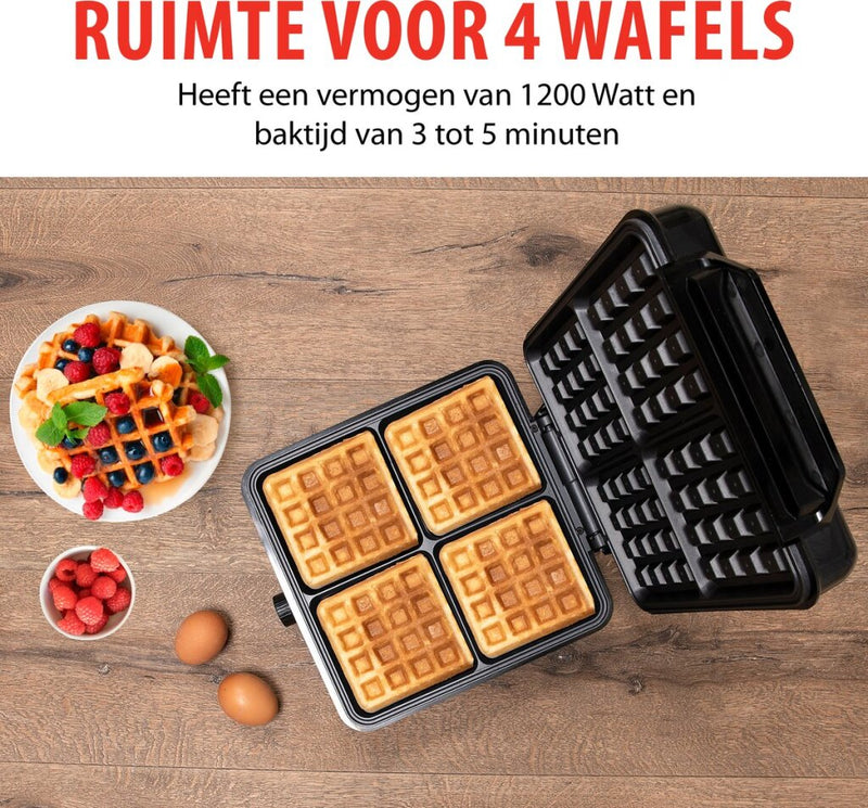 Load image into Gallery viewer, Alpina wafelijzer brusselse wafels antiaanbaklaag 4 wafels 1200w
