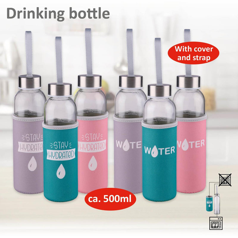 Load image into Gallery viewer, Alpina drinkfles glas 500ml + effen hoes
