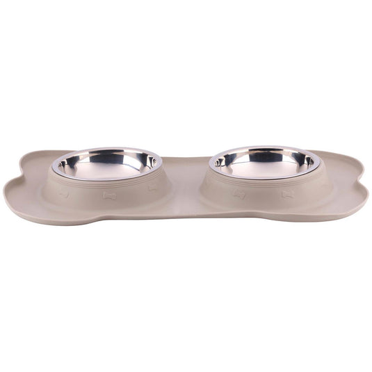 Pet voerbak met mat en stalen bak 45x27 duo