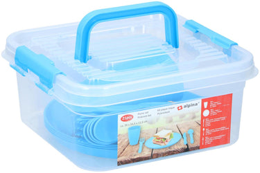 Alpina 4-persoons picknickset in kunststof meeneembox