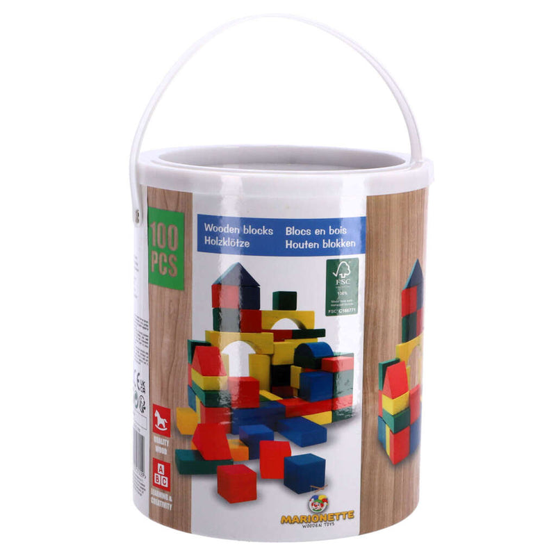 Load image into Gallery viewer, Marionette wooden toys blokkenton met houten blokken 100 stuks

