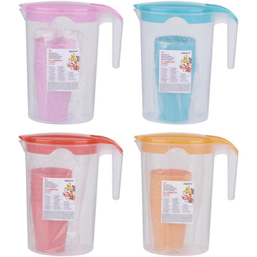 Waterkan met 6 bekers 4 assorti