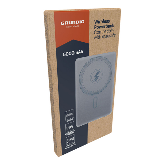 Grundig powerbank ultra-dun draadloos 5.000mah