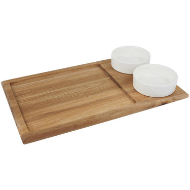 Alpina borrelplank met kommen - tapasplank 30x18cm - serveerplank hout