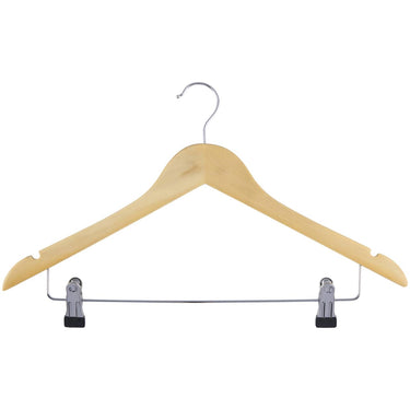 Alpina houten kledinghangers met klemmen – 2 stuks – broekhangers – kleerhangers met broekklemmen – naturel