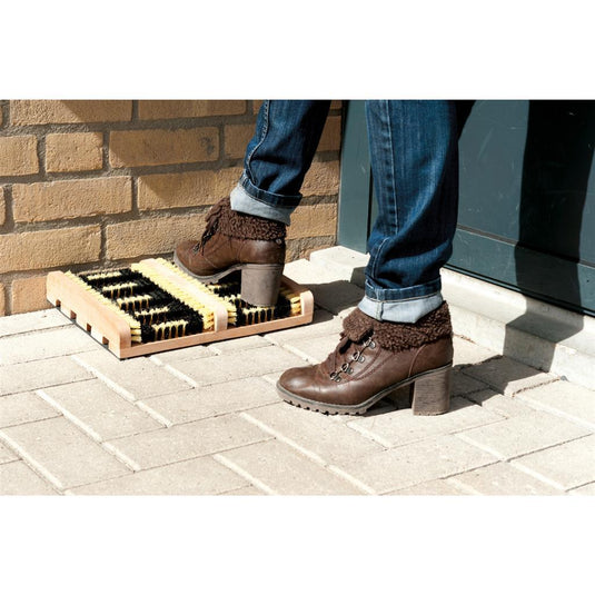 Basic houten schoenen en laarzen voetveger met borstels 35x26x5,5 cm