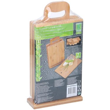Snijplankset bamboe 29,5x15cm 6-delig met houder