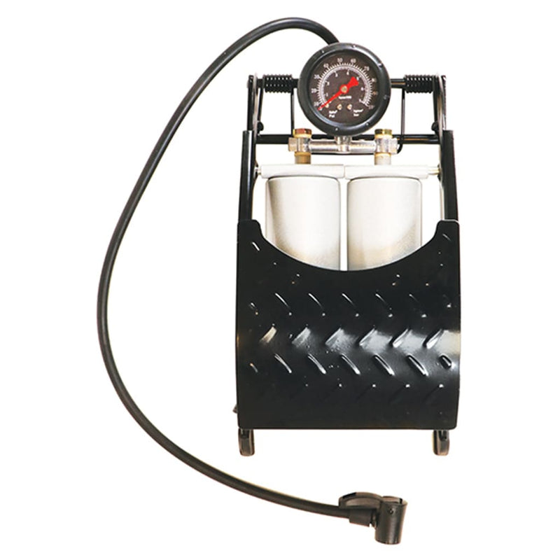 Load image into Gallery viewer, Carpoint Voetpomp met manometer Dubbel Premium 7 bar staal zwart
