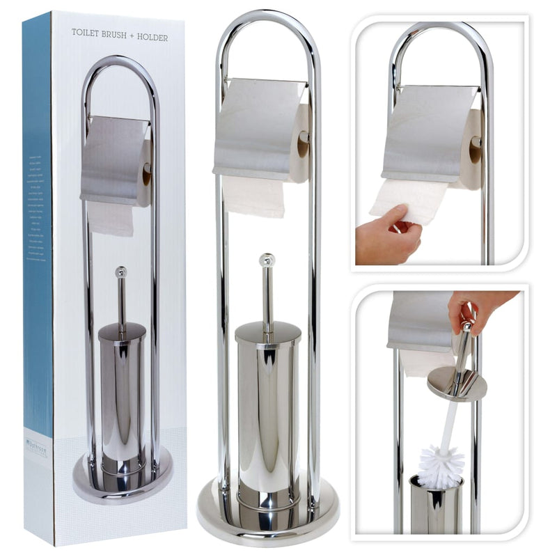 Load image into Gallery viewer, Bathroom Solutions Bathroom Solutions Toiletpapier- toiletborstelhouder rvs zilverkleurig
