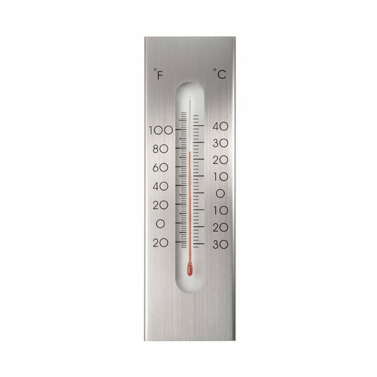 Nature wandthermometer 7x1x23 cm aluminium