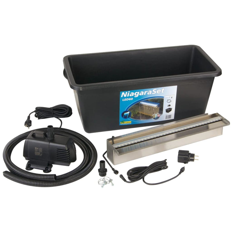 Load image into Gallery viewer, Ubbink niagara balk waterval rvs + led verlichting 60cm incl. pomp
