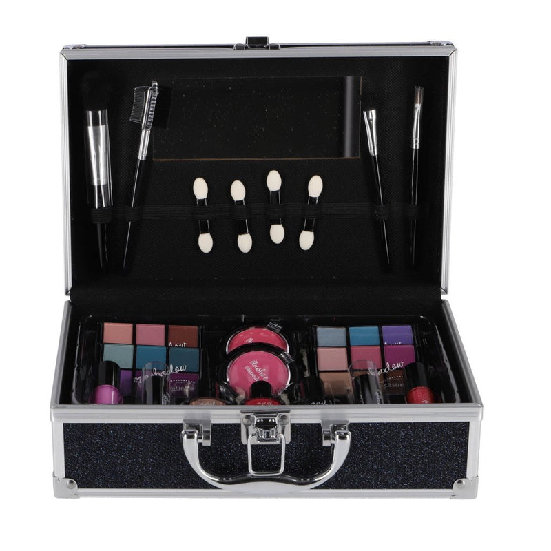 Load image into Gallery viewer, Casuelle aluminium make-up koffer donkerblauw glitter
