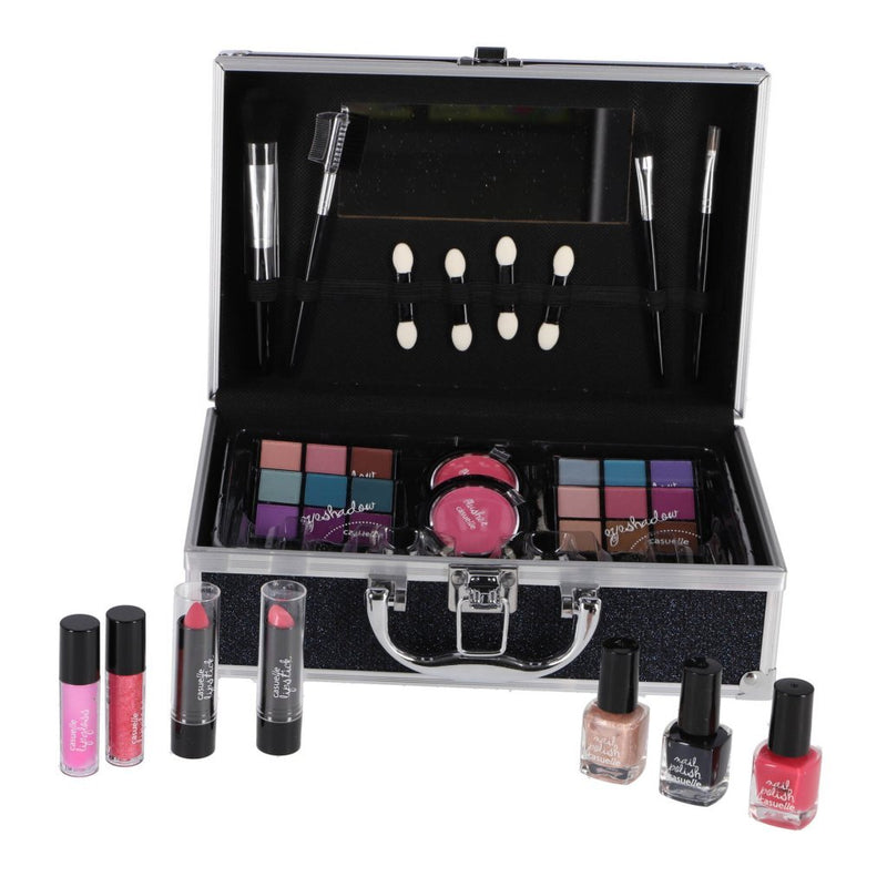 Load image into Gallery viewer, Casuelle aluminium make-up koffer donkerblauw glitter

