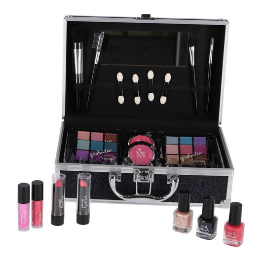 Casuelle aluminium make-up koffer donkerblauw glitter
