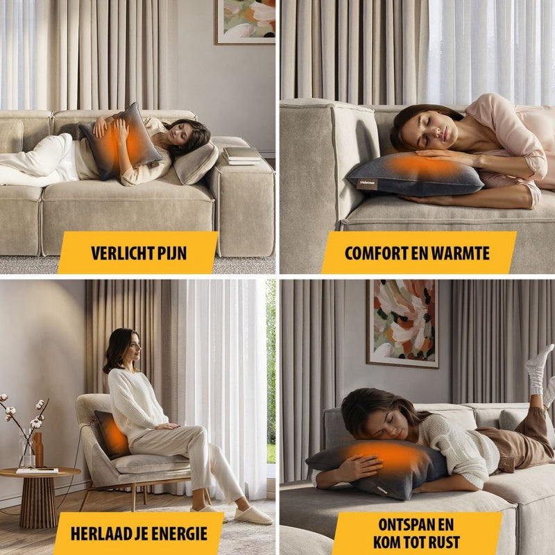 Afbeelding laden in galerijviewer, Tristar warmte kussen 45x45cm grijs incl powerbank

