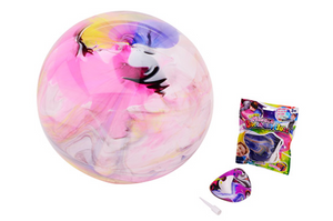 Johntoy opblaasbare marmer bubbelbal jumbo in display 4 assorti