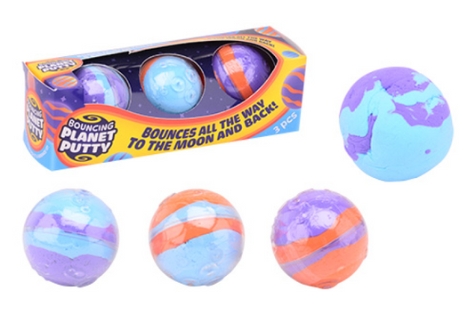 Johntoy bouncing planeten putty 3 stuks in doos