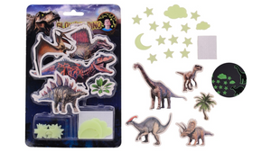 Johntoy glow in the dark dino muur stickers 2 assorti