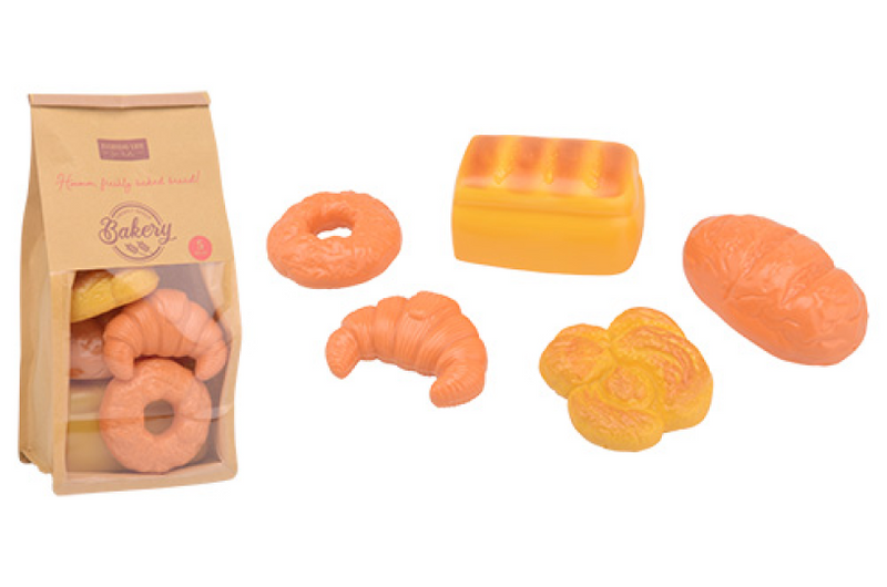ギャラリービューアに画像をロードする, Johntoy speelgoed broodset - broodzak met brood 5 stuks - rollenspel.
