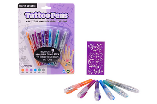 Johntoy tattoo pen 6 stuks op kaart