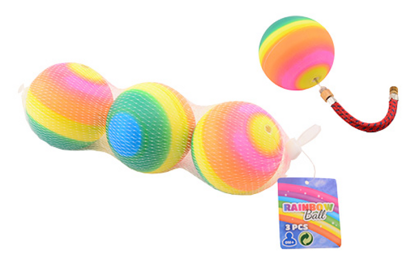 ギャラリービューアに画像をロードする, Johntoy regenboog ballen 3 stuks in net 8cm
