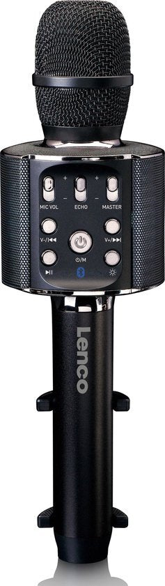 Load image into Gallery viewer, Lenco bmc-090bk bluetooth karaoke microfoon met speaker en verlichting zwart
