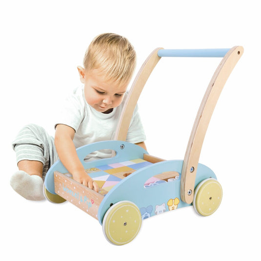 Woezel en pip houten blokkenkar 27x35x36 cm