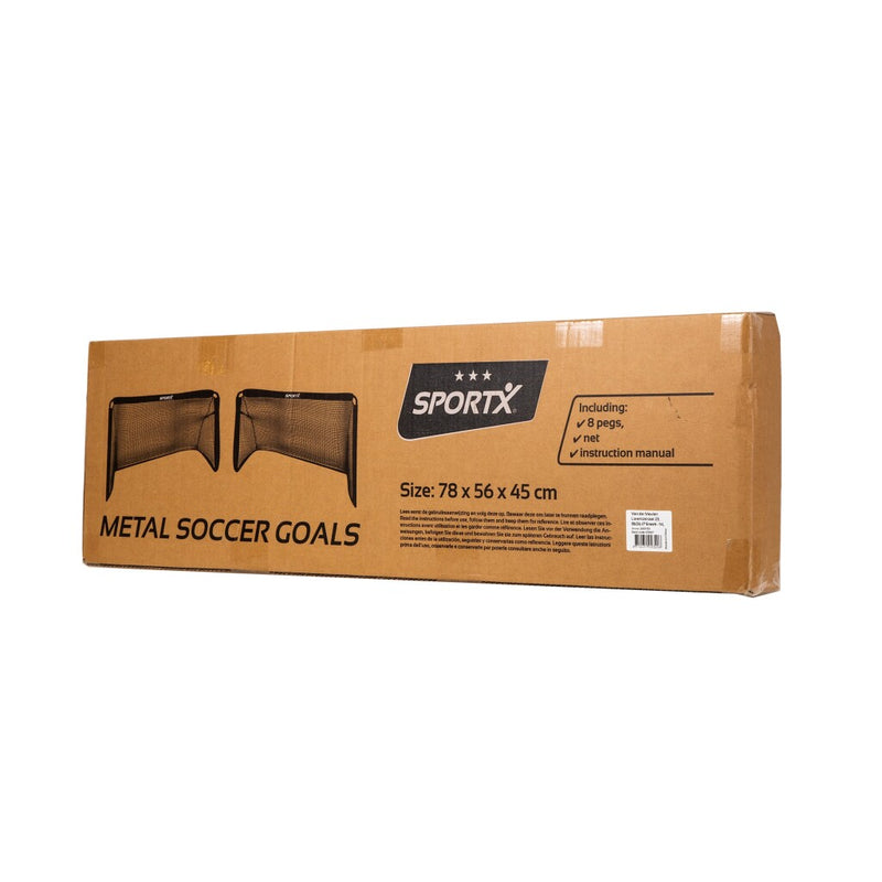 Load image into Gallery viewer, Sportx metalen voetbaldoelen 78x56x45 cm 2 stuks zwart
