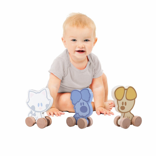 Woezel en pip rubo toys baby houten wielfiguren assorti