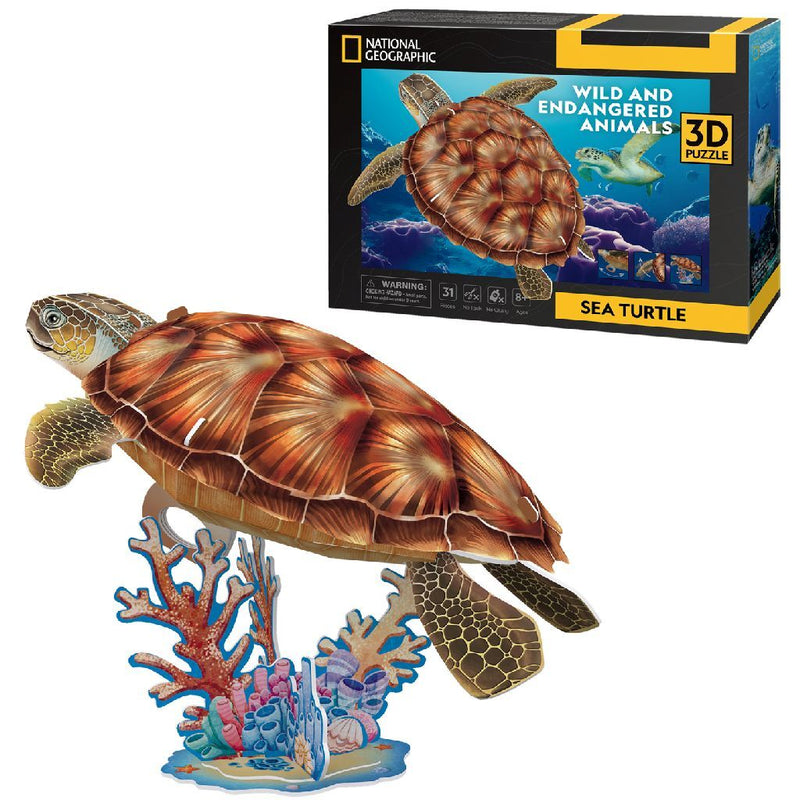 Load image into Gallery viewer, Cubic fun national geographic 3d puzzel zeeschildpad 31 stukjes
