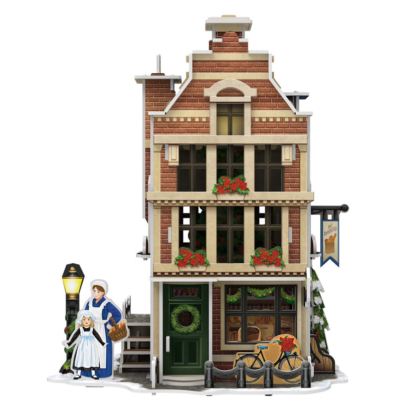 Load image into Gallery viewer, Cubic fun 3d puzzel hollands huisje winter bakkerij + licht 65 stukjes
