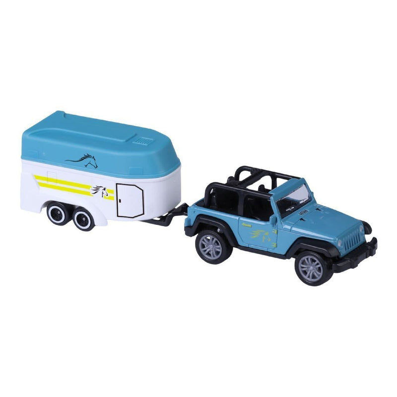 Laden Sie das Bild in Galerie -Viewer, City car collection die-cast pick-up met paardentrailer 1:50 assorti
