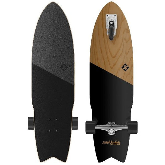 Street surfing shark attack 36 zelfrijdend longboard koa black