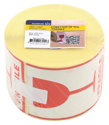 Raadhuis waarschuwingsetiket - 74x105mm - fragile - 500 stuks - rd-351166