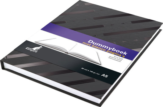 Kangaro dummyboek - a5 - zwart met design - 160 blanco pagina's - hard cover