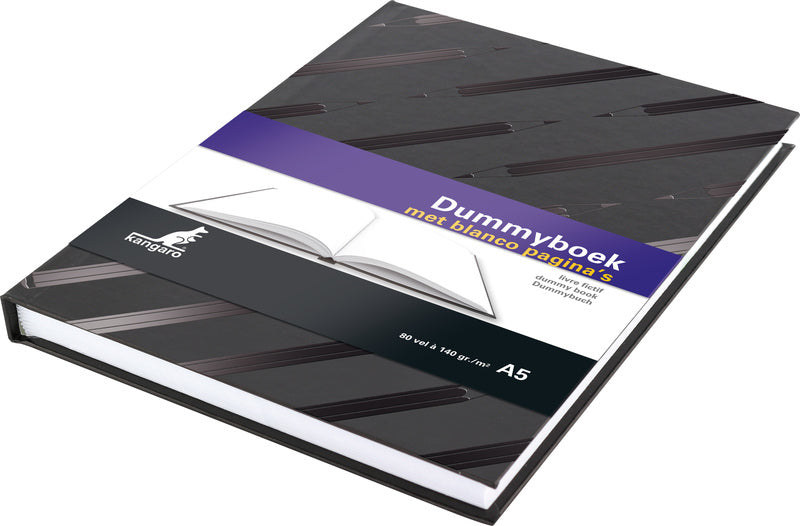 Load image into Gallery viewer, Kangaro k-5585 dummyboek a5 blanco hard cover 80 blad 140grs zwart design

