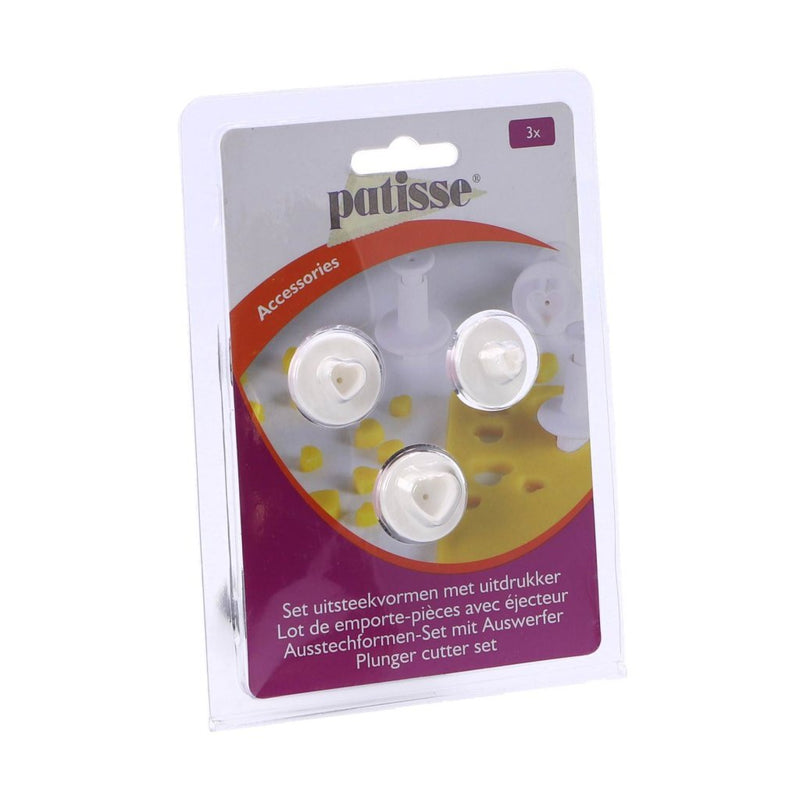 Load image into Gallery viewer, Patisse uitsteekvormen hart met uitdrukker 3-delig wit
